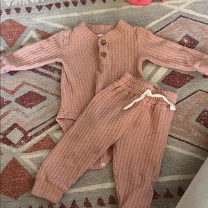 Pink Waffle Knit Baby Outfit